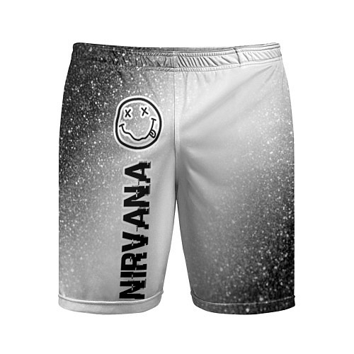 Мужские спортивные шорты Nirvana glitch на светлом фоне: по-вертикали / 3D-принт – фото 1