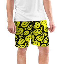 Шорты спортивные мужские Кислотный желтый смайлик, цвет: 3D-принт — фото 2