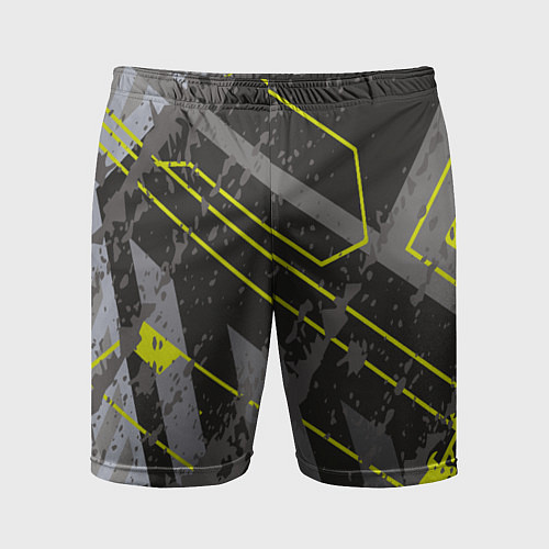 Мужские спортивные шорты Серо-зеленая абстракция / 3D-принт – фото 1