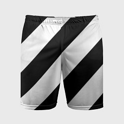 Шорты спортивные мужские Черно-белые полосы, цвет: 3D-принт