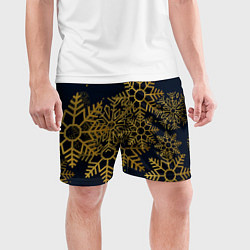 Шорты спортивные мужские Золотые снежинки, цвет: 3D-принт — фото 2