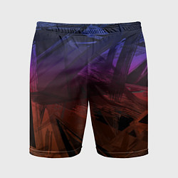 Шорты спортивные мужские Абстрактный черный узор на сиреневом, коричневом ф, цвет: 3D-принт