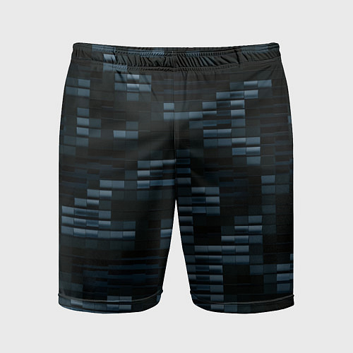 Мужские спортивные шорты Чёрные и синие блоки во тьме / 3D-принт – фото 1