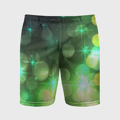 Мужские спортивные шорты Неоновый зеленый блеск и черный фон / 3D-принт – фото 1