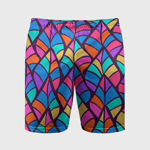 Мужские спортивные шорты Разноцветный лиственный паттерн / 3D-принт – фото 1