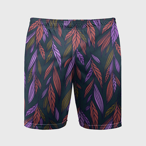 Мужские спортивные шорты Лиственный узор / 3D-принт – фото 1
