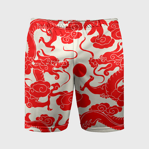 Мужские спортивные шорты Японские красные драконы / 3D-принт – фото 1
