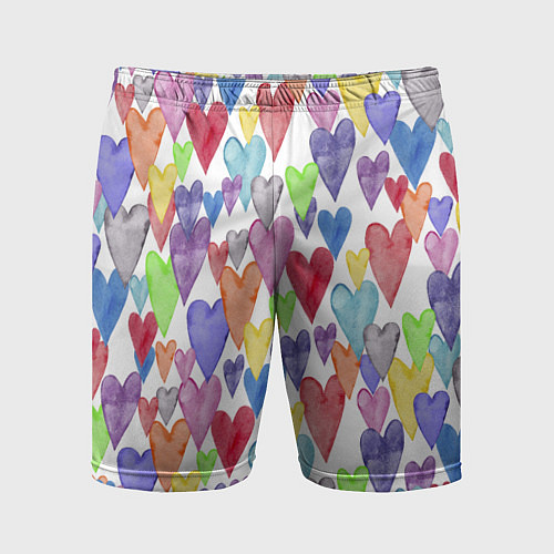 Мужские спортивные шорты Разноцветные сердечки Калейдоскоп / 3D-принт – фото 1