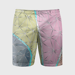 Шорты спортивные мужские Разноцветный фон из треугольников с металлическими, цвет: 3D-принт