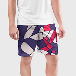 Шорты спортивные мужские Бело-фиолетово-красный паттерн из камней, цвет: 3D-принт — фото 2