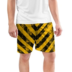 Шорты спортивные мужские WARNING - желто-черные полосы, цвет: 3D-принт — фото 2