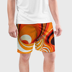 Шорты спортивные мужские Текучая краская в ярких оранжевых цветах, цвет: 3D-принт — фото 2