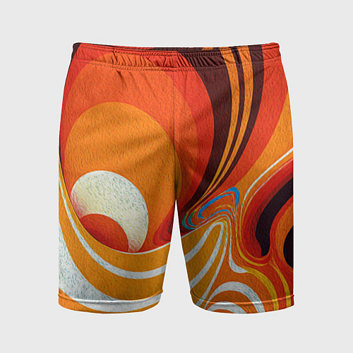 Мужские спортивные шорты Текучая краская в ярких оранжевых цветах / 3D-принт – фото 1