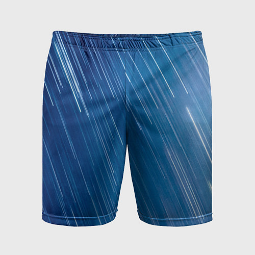 Мужские спортивные шорты Белые полосы на синем фоне / 3D-принт – фото 1