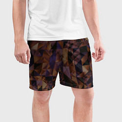 Шорты спортивные мужские Стеклянная тёмная геометрическая текстура, цвет: 3D-принт — фото 2