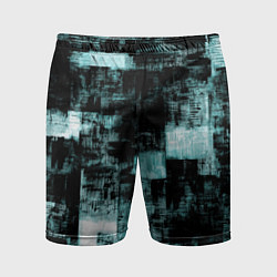 Мужские спортивные шорты Абстракт голубой на чёрном