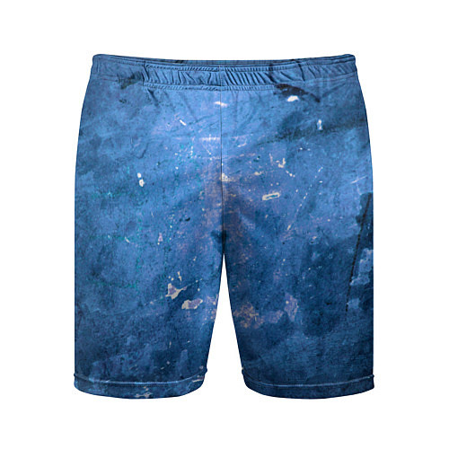 Мужские спортивные шорты Тёмно-синяя абстрактная стена льда / 3D-принт – фото 1