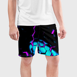 Шорты спортивные мужские Неоновая броня fortnite, цвет: 3D-принт — фото 2