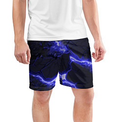 Шорты спортивные мужские Красивая синяя неоновая лава, цвет: 3D-принт — фото 2