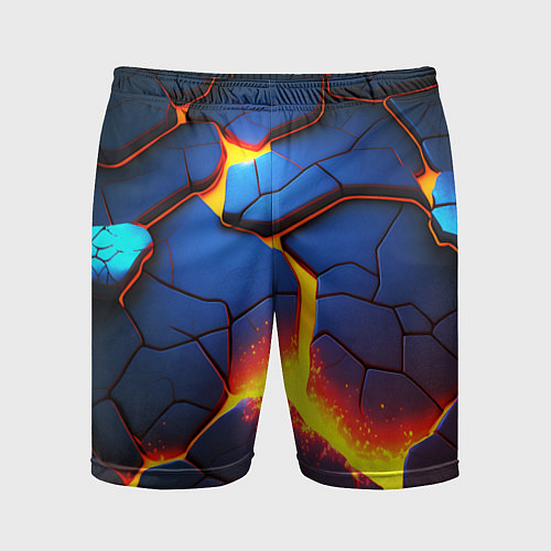 Мужские спортивные шорты Яркая неоновая лава, разломы / 3D-принт – фото 1
