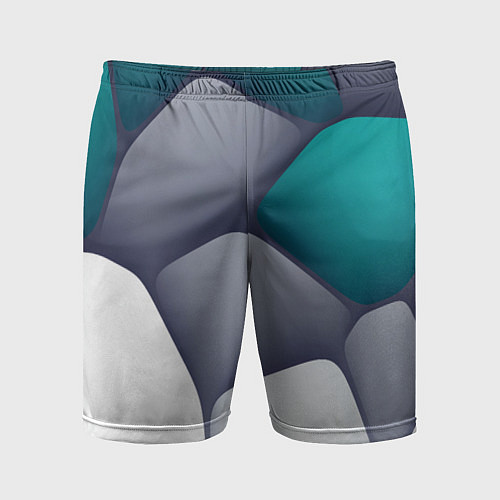 Мужские спортивные шорты Серо-бело-синий каменный паттерн / 3D-принт – фото 1