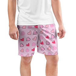Шорты спортивные мужские Валентинки на нежно-розовом фоне, цвет: 3D-принт — фото 2