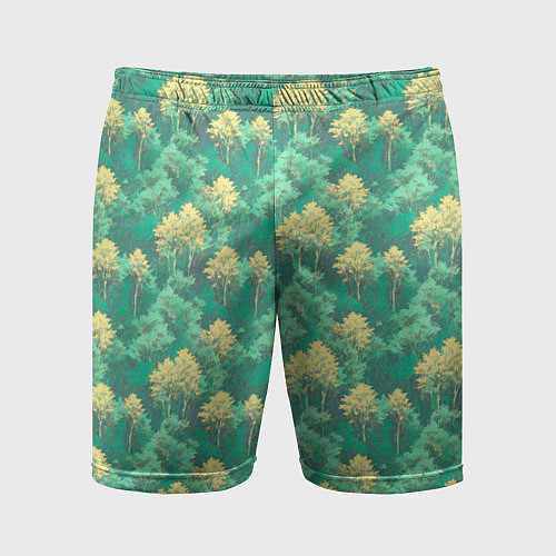 Мужские спортивные шорты Камуфляж деревья двуцветный / 3D-принт – фото 1