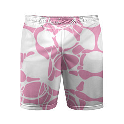 Шорты спортивные мужские Абстрактные белые овалы на розовом фоне, цвет: 3D-принт