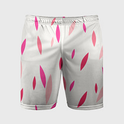 Мужские спортивные шорты Нежный светлый фон и листья в оттенках розового