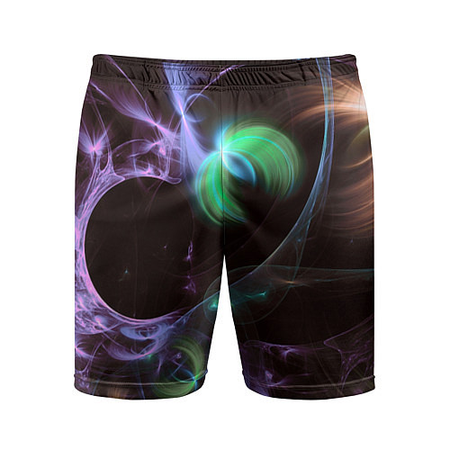Мужские спортивные шорты Магические фиолетовые волны и цветные космические / 3D-принт – фото 1