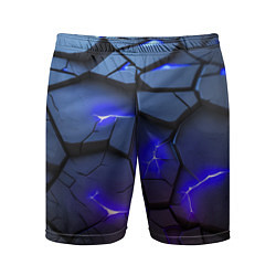 Шорты спортивные мужские Светящаяся синяя лава, цвет: 3D-принт