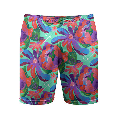 Мужские спортивные шорты Цветочный паттерн арт / 3D-принт – фото 1