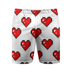 Мужские спортивные шорты Сердца в стиле пиксель-арт