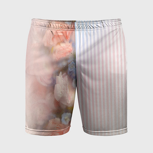 Мужские спортивные шорты Цветы за стеклом - полосы с градиентом / 3D-принт – фото 1