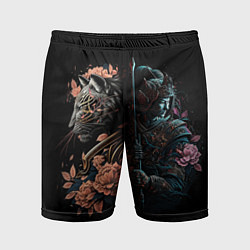Мужские спортивные шорты Самурай и тигр