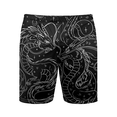 Мужские спортивные шорты Дракон - унесенные призраками: тату на черном / 3D-принт – фото 1
