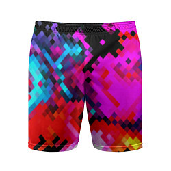 Шорты спортивные мужские Pixel neon mosaic, цвет: 3D-принт