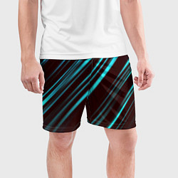 Шорты спортивные мужские Stripes line neon color, цвет: 3D-принт — фото 2