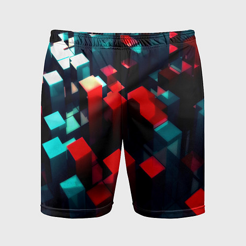 Мужские спортивные шорты Digital abstract cube / 3D-принт – фото 1