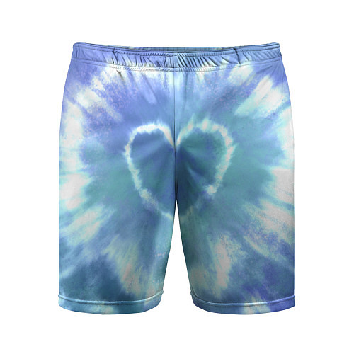 Мужские спортивные шорты Сердце - тай-дай - голубой / 3D-принт – фото 1
