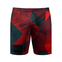 Шорты спортивные мужские Битва кубов красный и черный, цвет: 3D-принт