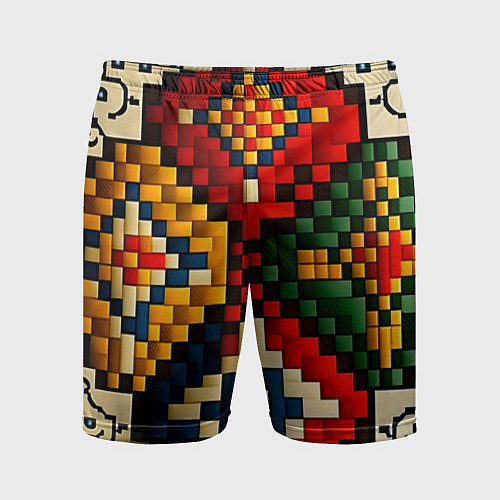 Мужские спортивные шорты Русский узор крестиком / 3D-принт – фото 1