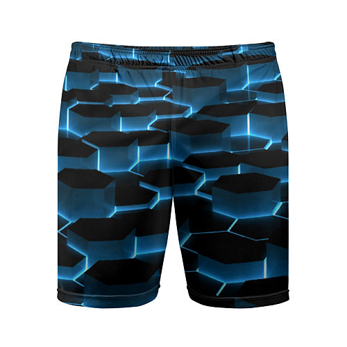 Мужские спортивные шорты Неоновая сетка из плит / 3D-принт – фото 1