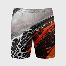 Шорты спортивные мужские Черно-оранжевые капли, цвет: 3D-принт