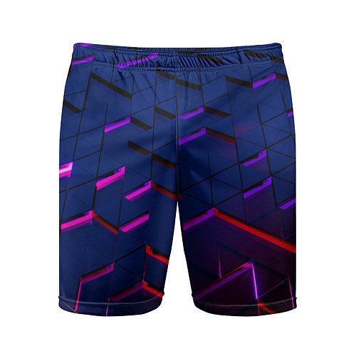 Мужские спортивные шорты Неоновые треугольники с подсветкой / 3D-принт – фото 1