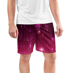 Шорты спортивные мужские Светящиеся розовые линии, цвет: 3D-принт — фото 2