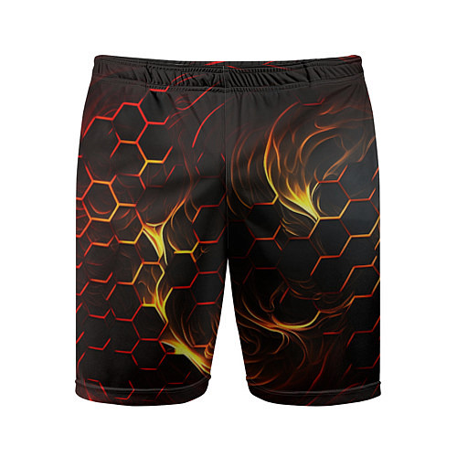 Мужские спортивные шорты Огненные объемные плитки / 3D-принт – фото 1