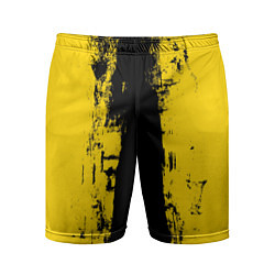Шорты спортивные мужские Вертикальная черно-желтая полоса Cyberpunk 2077, цвет: 3D-принт