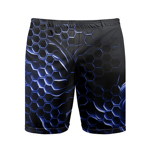 Мужские спортивные шорты Синие объемные плиты / 3D-принт – фото 1