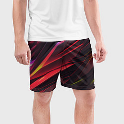 Шорты спортивные мужские Красно-черная текстура, цвет: 3D-принт — фото 2